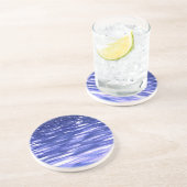 Dessous De Verre En Grès Abstrait #3 : Bleu shimmer (Côté)