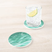Dessous De Verre En Grès Abstrait #3 : Shimmer vert (Côté)
