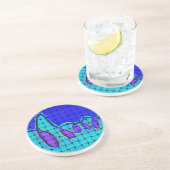 Dessous De Verre En Grès Abstrait bleu français avec texture tissée (Côté)