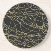 Dessous De Verre En Grès Abstrait brillant d'or noir (Devant)