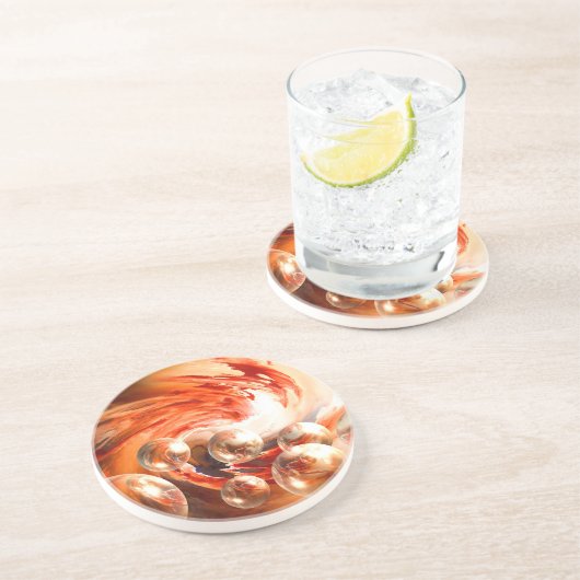 Dessous De Verre En Grès Abstrait contemporain (Côté)