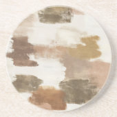 Dessous De Verre En Grès Abstrait Crème Brun Ivoire (Devant)