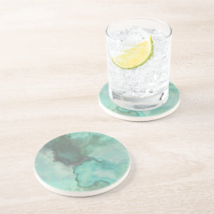 Dessous De Verre En Grès Abstrait en Marbre Turquoise