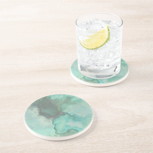 Dessous De Verre En Grès Abstrait en Marbre Turquoise (Côté)