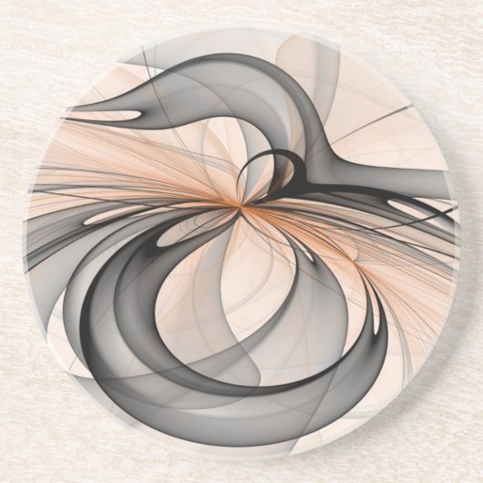 Dessous De Verre En Grès Abstrait Gris Sienne Anthracite Art Fractal Modern (Devant)