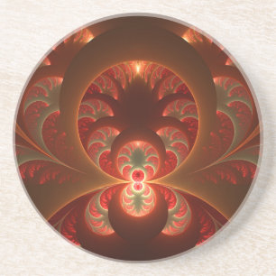 Dessous De Verre En Grès Abstrait lumineux rouge orange moderne Fractal