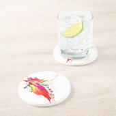 Dessous De Verre En Grès Abstrait Oiseau de Paradise Paint Splatters (Côté)