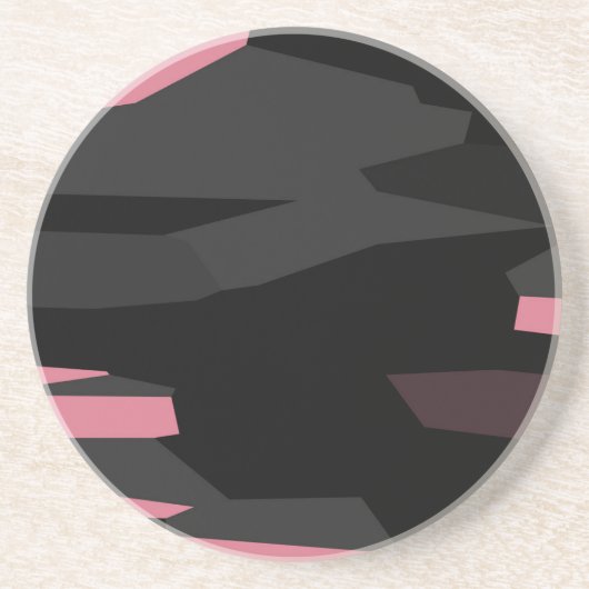 Dessous De Verre En Grès abstrait rose et noir (Devant)