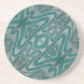 Dessous de verre en grès Abstrait turquoise et gri (Devant)