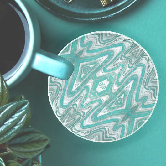 Dessous de verre en grès Abstrait turquoise et gri