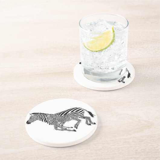 Dessous De Verre En Grès Abstrait Zebras mère et enfant (Côté)