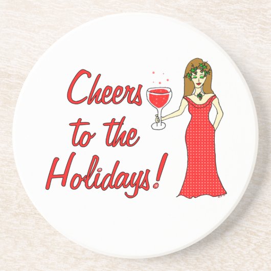 Dessous De Verre En Grès Acclamations aux vacances ! Déesse de vin (Devant)