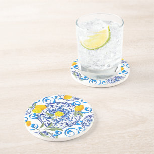 Dessous De Verre En Grès Acitrus d'été, boho, bohème, floral méditerran