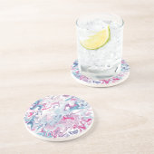 Dessous De Verre En Grès Acrylique liquide rose et bleu (Côté)