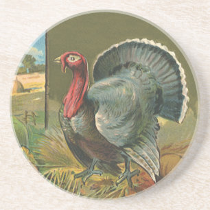 Dessous De Verre En Grès Action de grâce vintage, dinde à la ferme