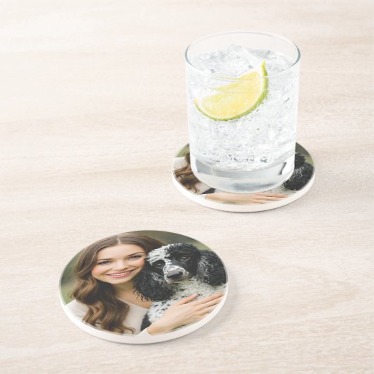 Dessous De Verre En Grès Add Poddle Photo Personalize Customize (Côté)