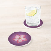 Dessous De Verre En Grès Adénium Fleur Rose Flore Dégradé Violet (Côté)