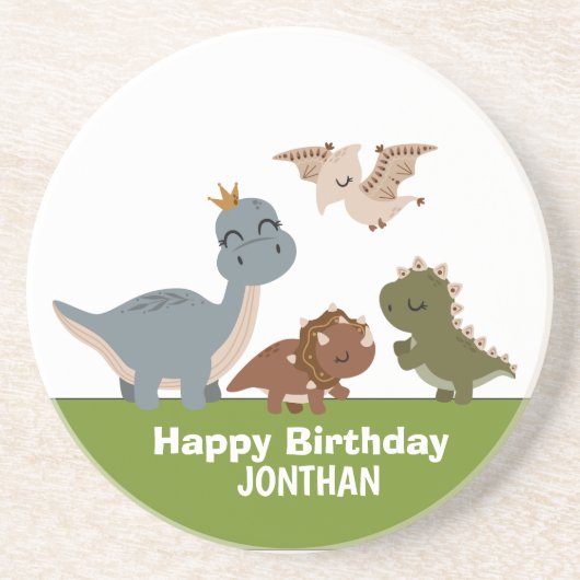 Dessous De Verre En Grès Adorable Boho Dinosaur Party (Devant)