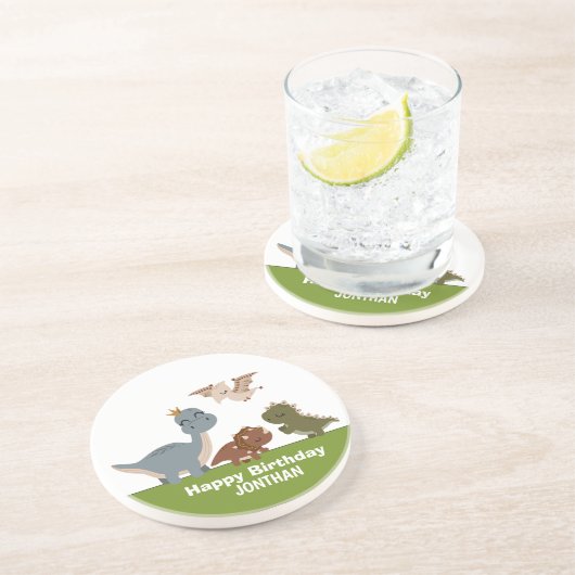 Dessous De Verre En Grès Adorable Boho Dinosaur Party (Côté)