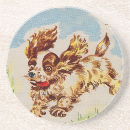 Dessous De Verre En Grès adorable cocker spaniel chiot sur la course (Devant)