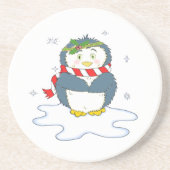 Dessous De Verre En Grès Adorable pingouin de Noël (Devant)
