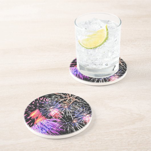 Dessous De Verre En Grès Affichage Fireworks (Côté)