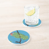 Dessous De Verre En Grès affiche de perroquet vert (Côté)