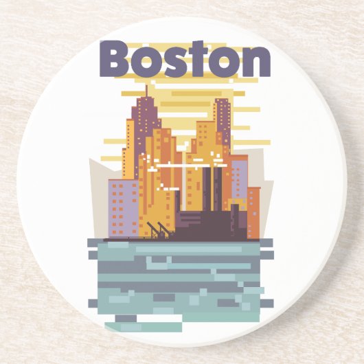 Dessous De Verre En Grès Affiche de voyage à Boston (Devant)