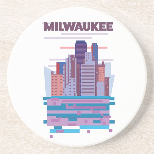 Dessous De Verre En Grès Affiche de voyage à Milwaukee (Devant)