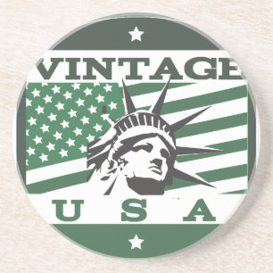 Dessous De Verre En Grès Affiche de voyage logo américain
