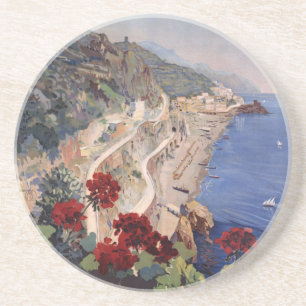 Dessous De Verre En Grès Affiche italienne vintage de voyage d'Amalfi