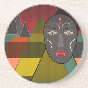 Dessous De Verre En Grès African mask