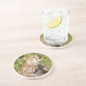 Dessous De Verre En Grès Afrique. Tanzanie. Guépard mère et petits 2 (Côté)
