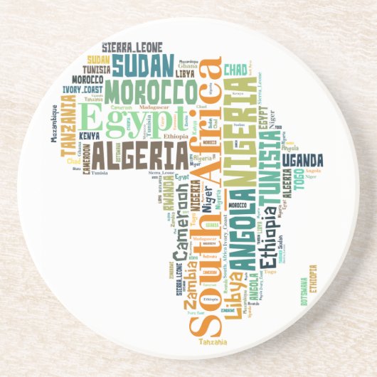 Dessous De Verre En Grès Afrique Word Art (Devant)