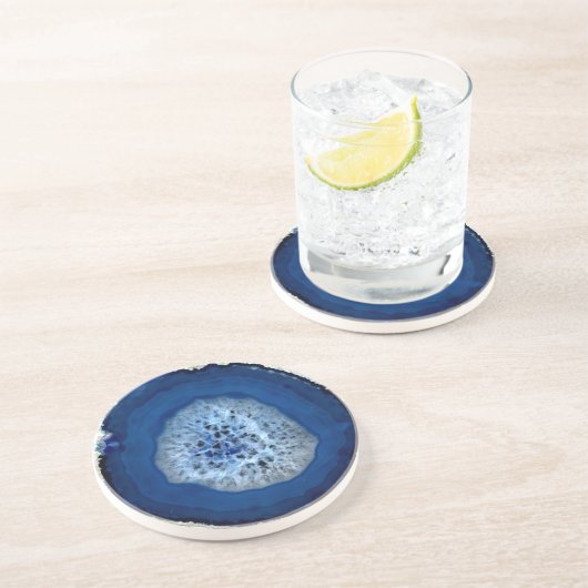 Dessous De Verre En Grès Agate bleue (Côté)