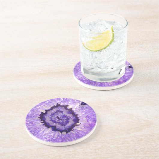 Dessous De Verre En Grès Agate pourpre Geode de Falln (Côté)