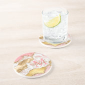 Dessous De Verre En Grès Agate sequins or et rose (Côté)