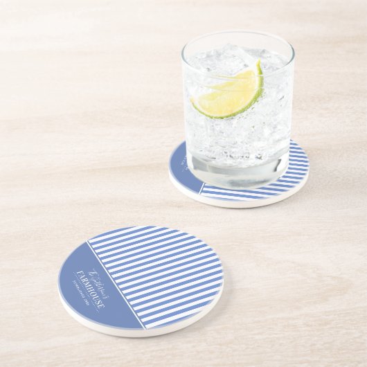 Dessous De Verre En Grès Agritourisme Bleu et Blanc rayé (Côté)