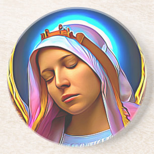 Dessous De Verre En Grès AI Art de la bienheureuse Vierge Marie