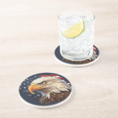 Dessous De Verre En Grès Aigle à drapeau américain (Côté)