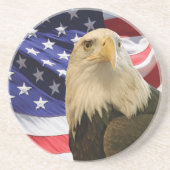 Dessous De Verre En Grès Aigle et drapeau américains (Devant)