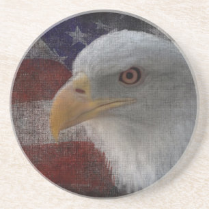 Dessous De Verre En Grès Aigle et drapeau patriotiques