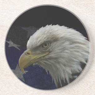 Dessous De Verre En Grès Aigle et drapeau patriotiques