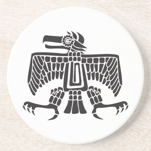 Dessous De Verre En Grès Aigle, hiéroglyphe mexicain(Maya) (Devant)