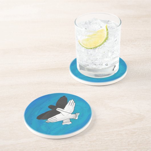 Dessous De Verre En Grès Aigle Ombre Sur Bleu (Côté)