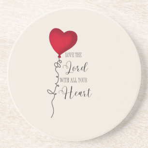 Dessous De Verre En Grès Aime le Seigneur & Ballon en forme de cœur