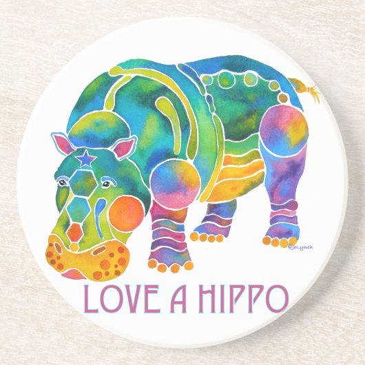 Dessous De Verre En Grès Aimez un HIPPOPOTAME (Devant)