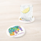 Dessous De Verre En Grès Aimez un HIPPOPOTAME (Côté)