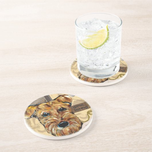 DESSOUS DE VERRE EN GRÈS AIREDALE TERRIER (Côté)