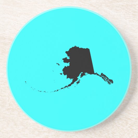 Dessous De Verre En Grès Alaska en Noir et Aqua (Devant)